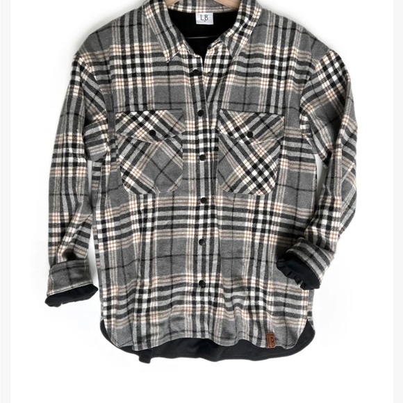 Little Bipsy Adult Flannel Shacket - Ash - Picture 3 of 7